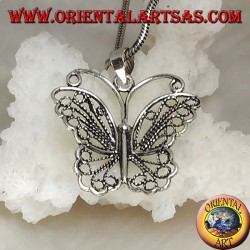 Silver pendant in the shape of a butterfly with openwork decoration wings and antennae