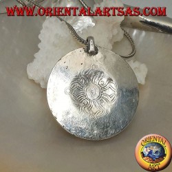 Silber Medaillon Box Anhänger mit Blumendeckel mit alten Korallen und Türkis und zentralen Mondstein