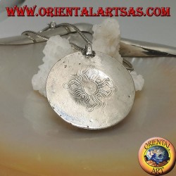 Silber Medaillon Box Anhänger mit Blumendeckel mit alten Korallen und Türkis und zentralen Mondstein