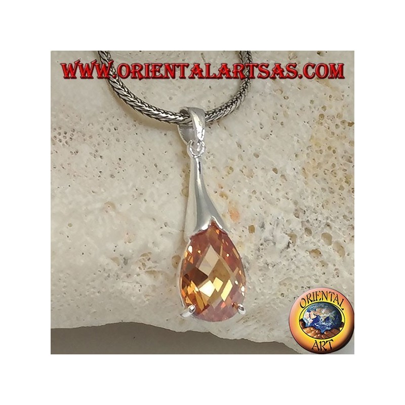 Colgante de plata con circonita champagne
