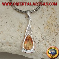 Pendentif goutte en argent avec zircon champagne