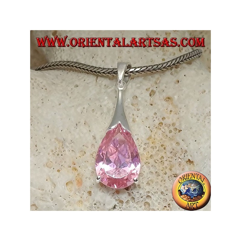 Colgante de plata con circonita rosa