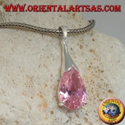 Silberner Tropfenanhänger mit rosa Zirkon