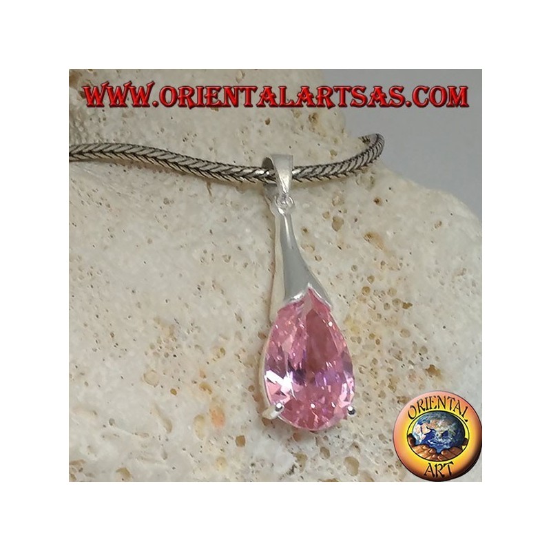 Colgante de plata con circonita rosa