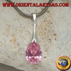Silberner Tropfenanhänger mit rosa Zirkon