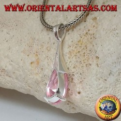 Silver drop pendant with pink zircon