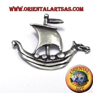 colgante de plata de Viking barco de vela