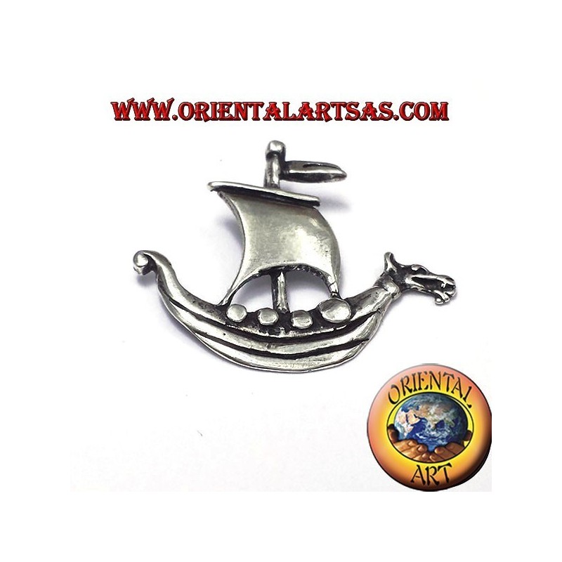 colgante de plata de Viking barco de vela
