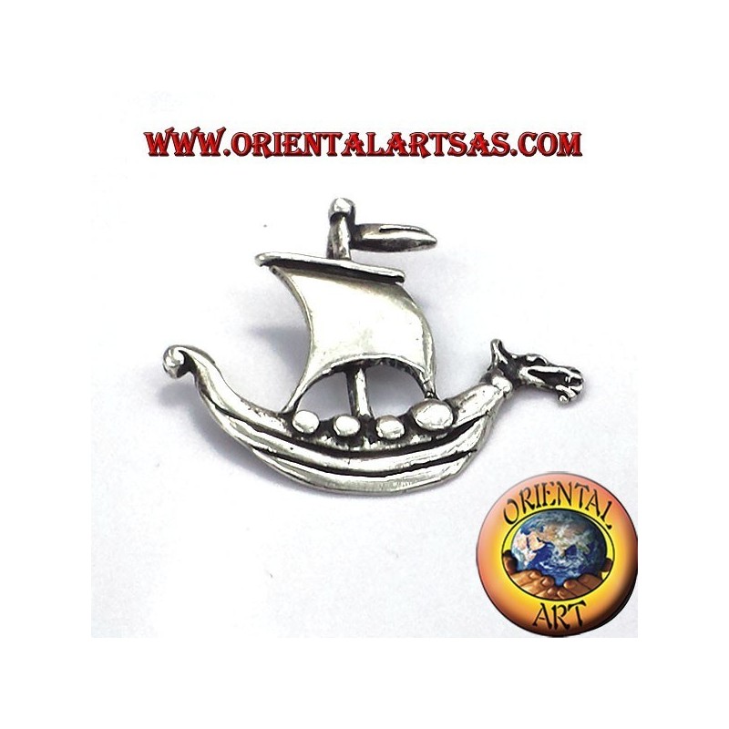 Pendentif Viking navire voile argent