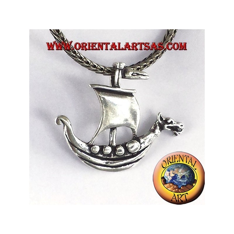 colgante de plata de Viking barco de vela