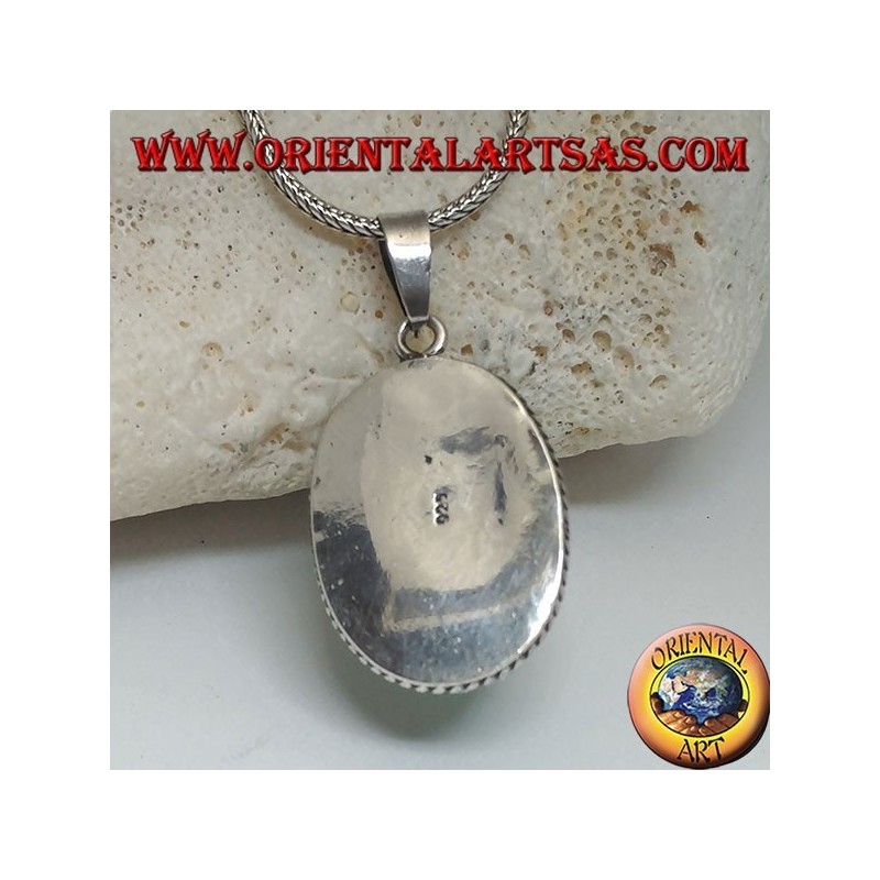 Colgante de plata con turquesa natural tibetano (grande)