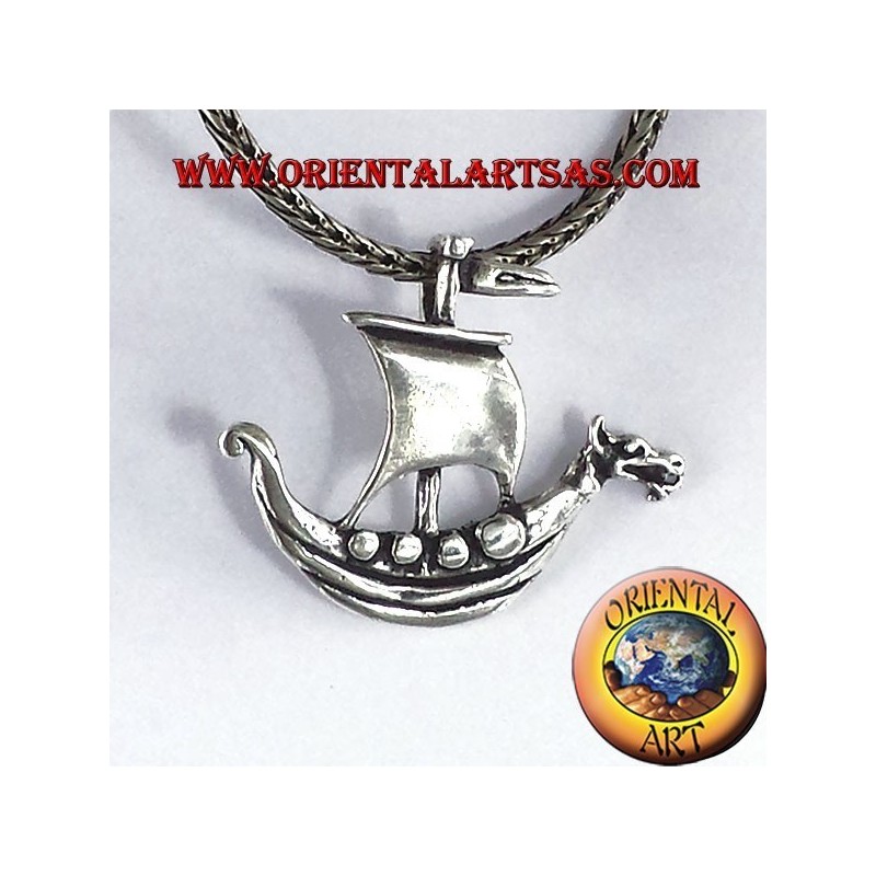 colgante de plata de Viking barco de vela