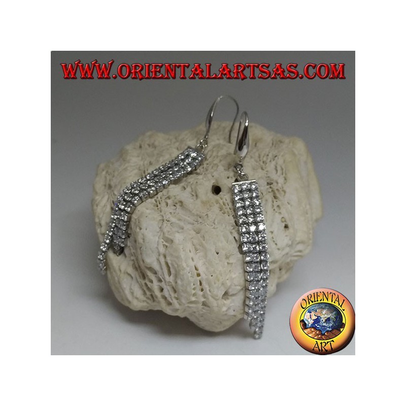 Pendientes colgantes de plata con mini tenis triple escalados con circonita blanca