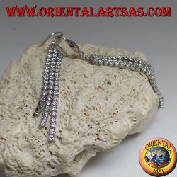 Pendientes colgantes de plata con mini tenis triple escalados con circonita blanca