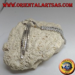 Boucles d'oreilles pendantes en argent avec triple mini tennis à l'échelle de zircone cubique blanche