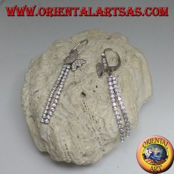 Boucles d'oreilles argent avec papillon et mini tennis double zircon blanc
