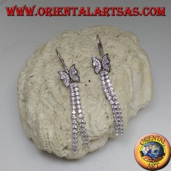 Pendientes de plata con mariposa y mini tenis de circón blanco doble