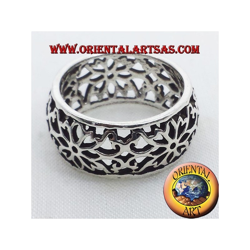 Ring perforiert Blume Stirnband gewölbt Silber