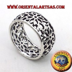 Ring perforiert Blume Stirnband gewölbt Silber