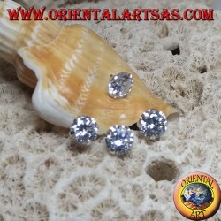 Climbing silver earring (climber) with lobe zircon and fan with three final round zircons