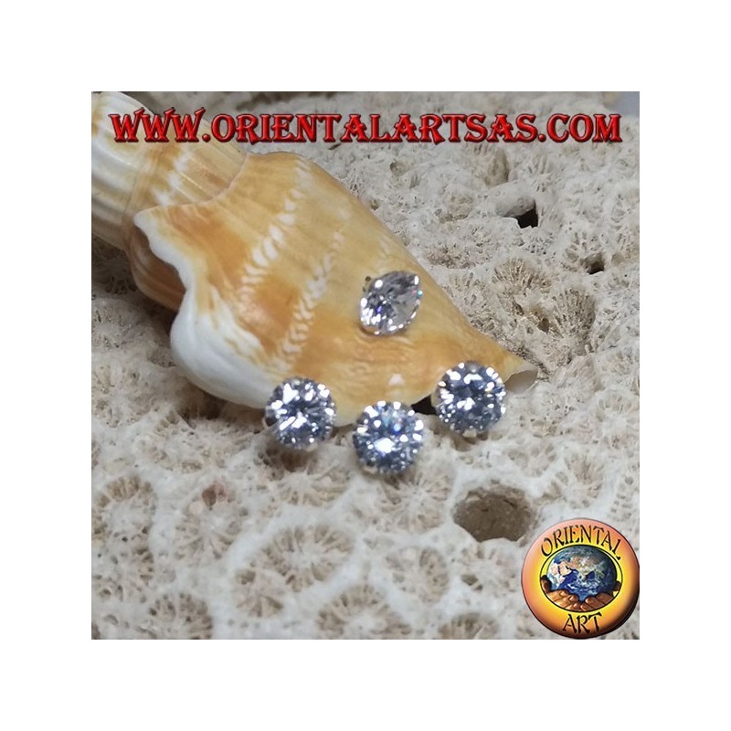 Climbing silver earring (climber) with lobe zircon and fan with three final round zircons