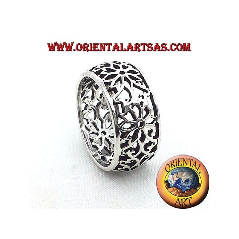 ring perforated flower headband domed silver