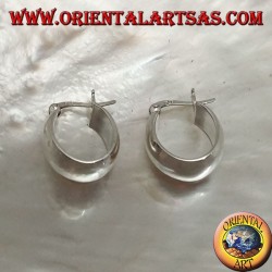 Simple hoop oval silver earring with 18 x 16 x 8 mm lever closure