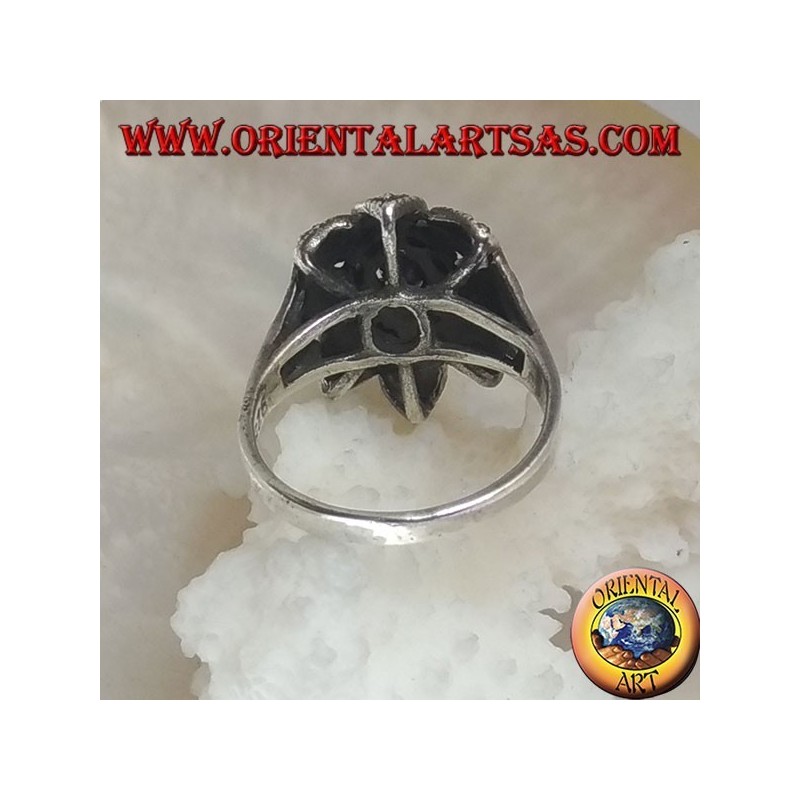 Anello Fiore Ametista Zircone e Marcasiti Argento 925