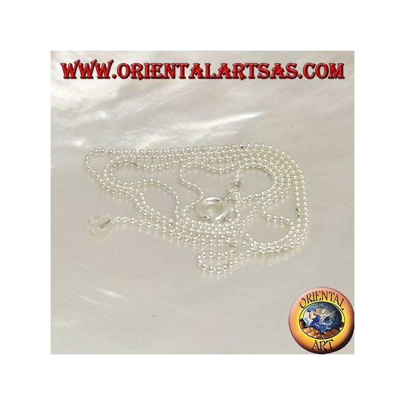 Kettenhalskette aus 925 ‰ Silber mit kleinen Kugeln Link 40 cm x 1,1 mm