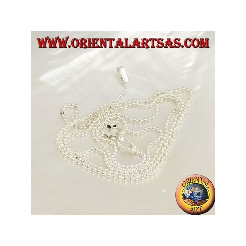 925 argento silver chain necklace with small balls of 40 cm x 1.1 mm