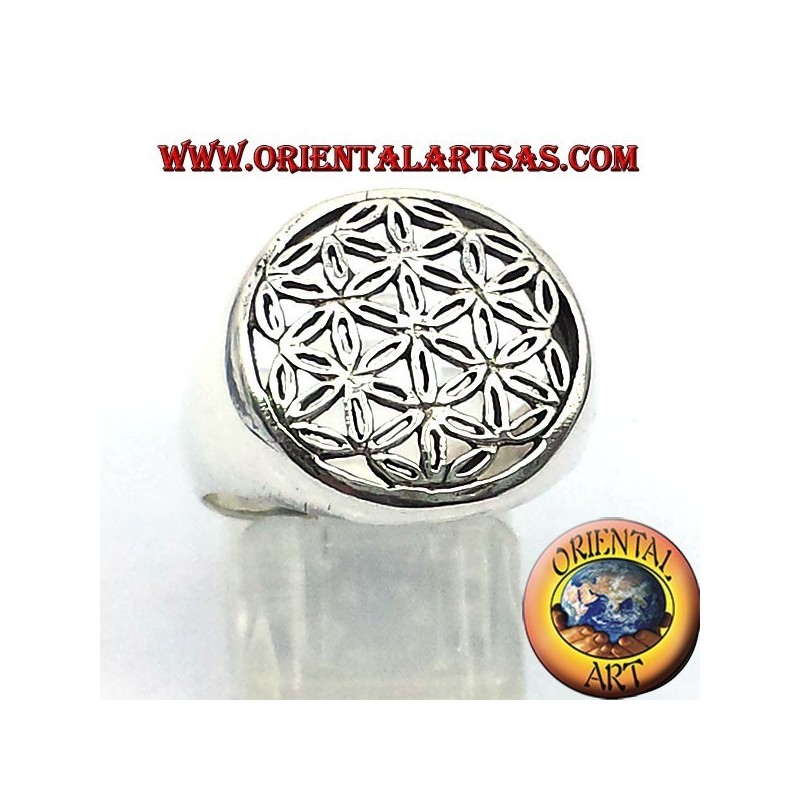 anello fiore della vita in argento