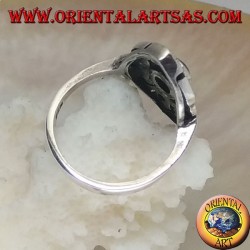 Shuttle Silberring mit rundem natürlichem Amethyst und durchbrochenen Verzierungen mit Markasit