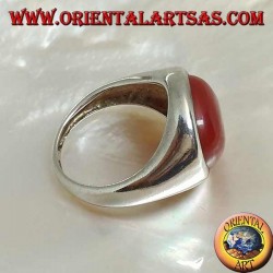 Bague en argent avec cornaline cabochon ovale horizontal