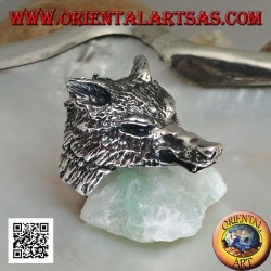 Silver ring, Arctic wolf head or massive snow wolf (large)