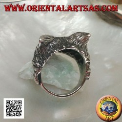 Anillo de plata, cabeza de lobo ártico o lobo de nieve masivo (grande)