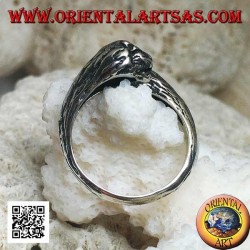 Anillo de plata par de cabezas de leones y leonas enamoradas que se encuentran