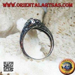 Anillo de plata par de cabezas de leones y leonas enamoradas que se encuentran