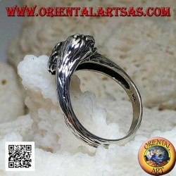 Anillo de plata par de cabezas de leones y leonas enamoradas que se encuentran