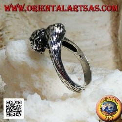 Silver ring couple of lion heads and lioness in love who meet