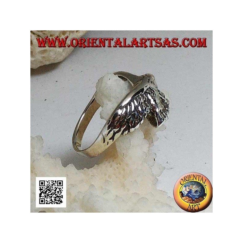 Anello in argento, aquila sorvolante in perlustrazione (piccola)