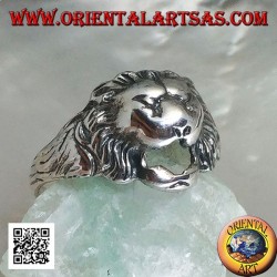 Anillo de plata, pequeña cabeza de león estilizada