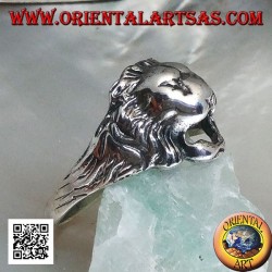 Anillo de plata, pequeña cabeza de león estilizada