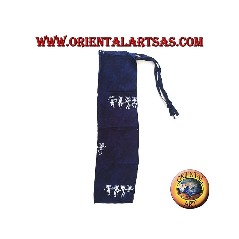 Langer Unisex blauer Meer Pantapareo mit weißen Designs der tanzenden Eingeborenen