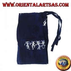 Langer Unisex blauer Meer Pantapareo mit weißen Designs der tanzenden Eingeborenen