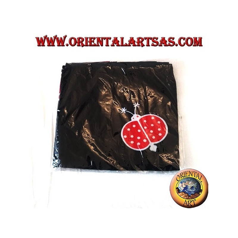 Long unisex black sea pantapareo with red and white ladybug designs