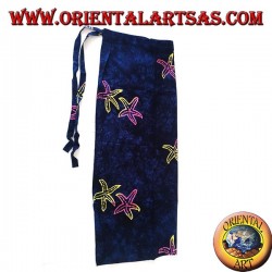 Blue sarong skirt with warm color designs of starfish