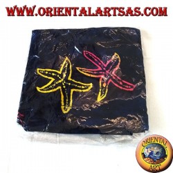 Blue sarong skirt with warm color designs of starfish