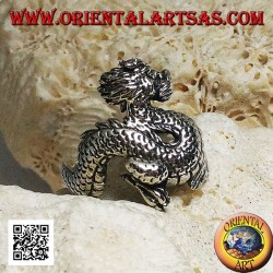 Bague en argent, dragon Lindworm (mythologie nordique) moustachu