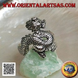 Silberring, Lindwurmdrache (nordische Mythologie) mit Schnurrbart