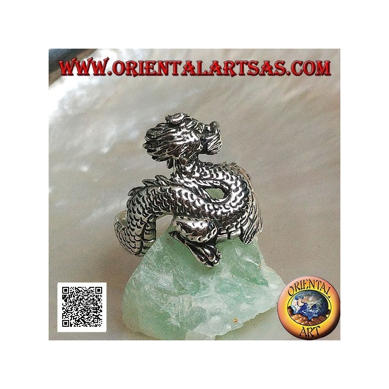 Silberring, Lindwurmdrache (nordische Mythologie) mit Schnurrbart